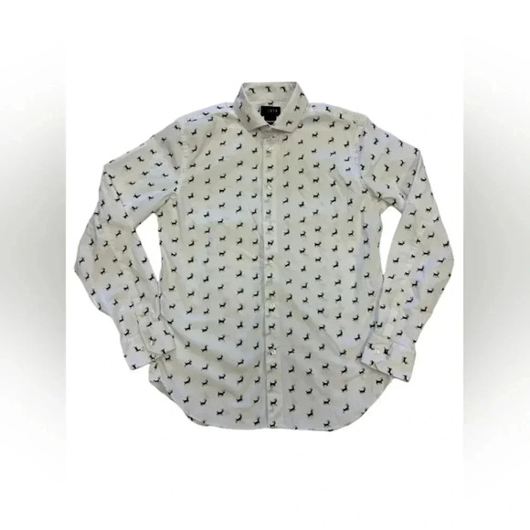 1670 Long Sleeve Button Down Black White Dress Shirt Buck Deer Size 16 - Picture 4 of 7